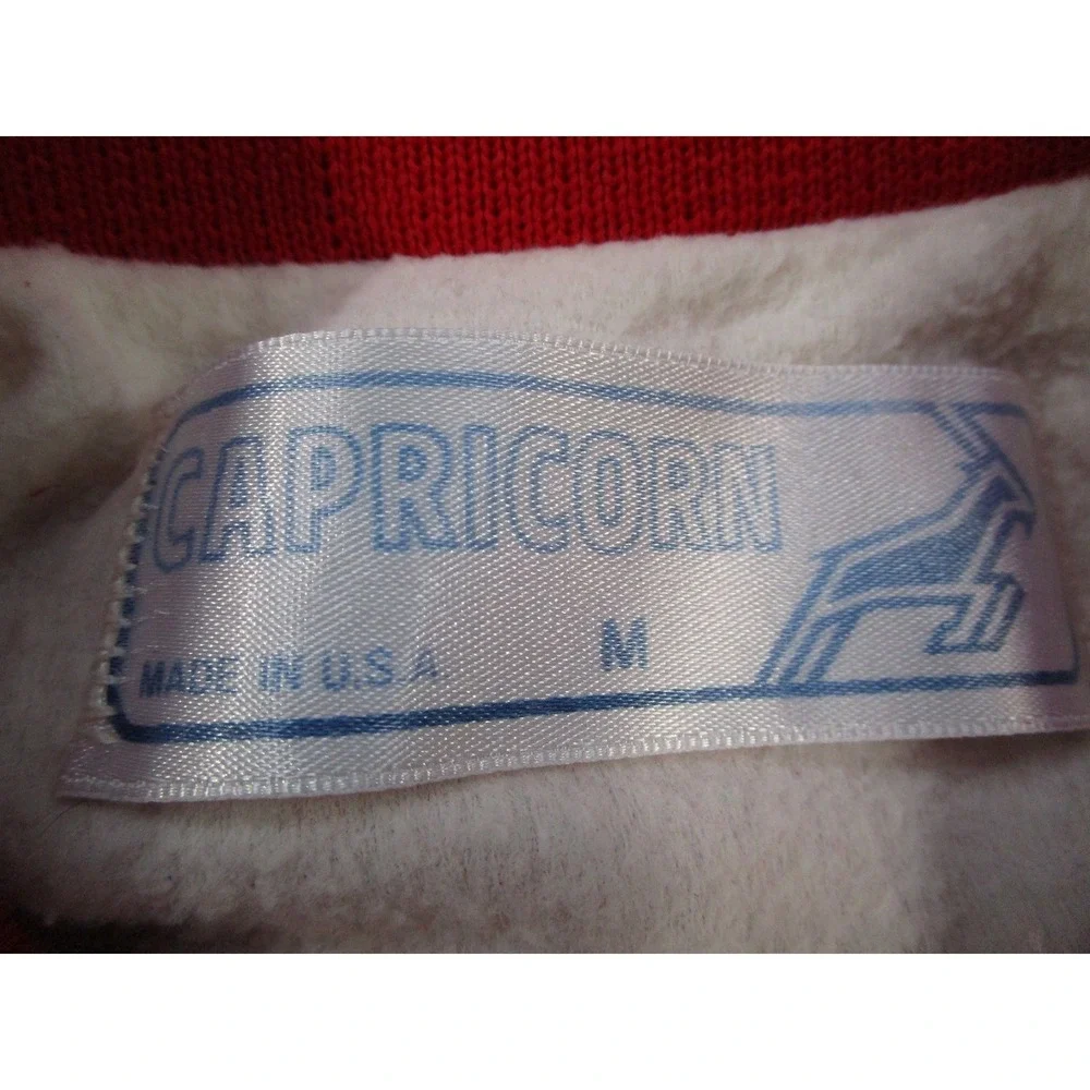 Vintage Capricorn Satin Bomber Jacket Mens Medium Red Firefighter Made in USA